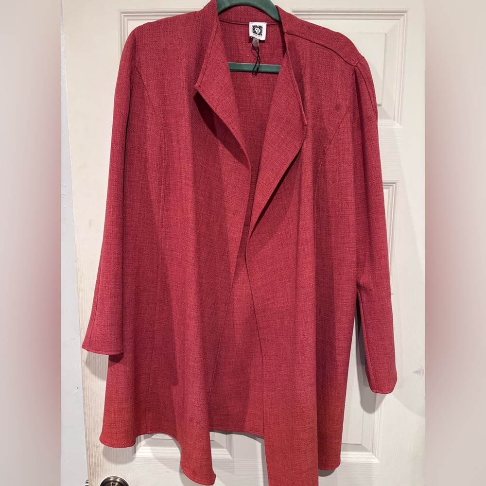 Anne Klein Women's Red/orange rust/brick color Trench Coat type jacket size M